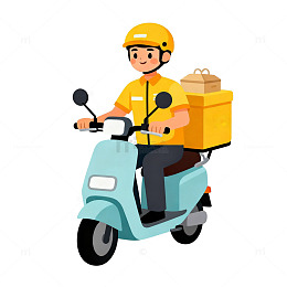 外卖员送餐卡通矢量图