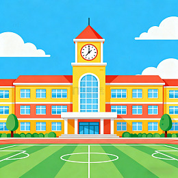 卡通校园建筑设计素材