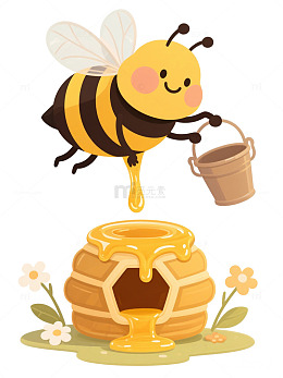 卡通蜜蜂蜂蜜插画素材