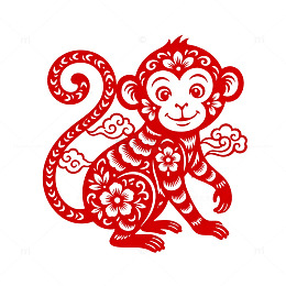 剪纸猴年生肖图案