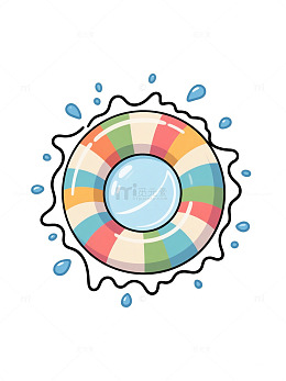 卡通彩色游泳圈设计元素