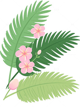 绿色植物插画热带花卉矢量图