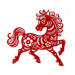 传统中国风马年剪纸艺术
