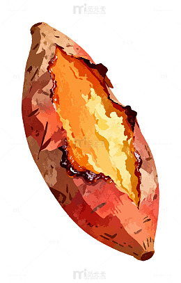 手绘烤红薯美食插画设计素材