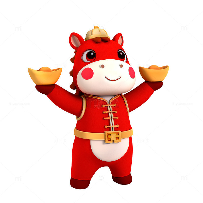 马年形象IP举元宝模型