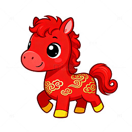 马年红色马儿插图
