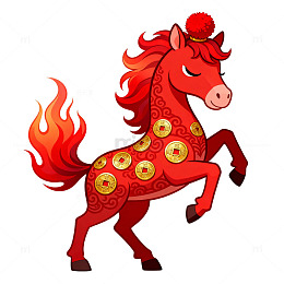 奔腾骏马红色插图