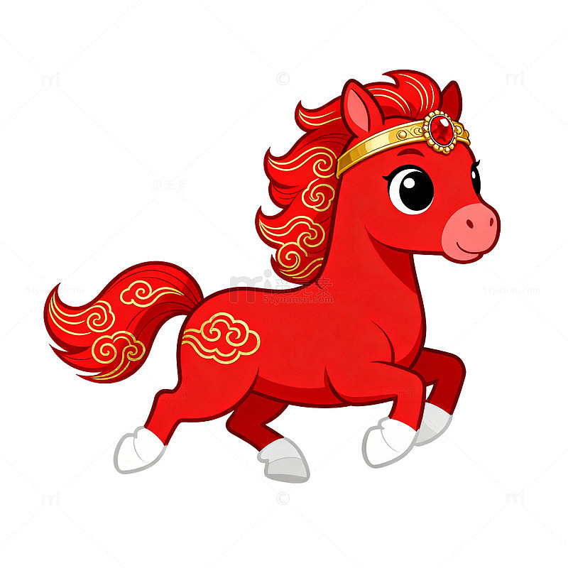 奔跑的马儿插画