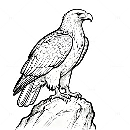 岩石上的雄鹰简笔画
