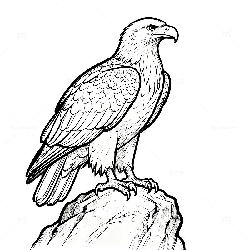 岩石上的雄鹰简笔画