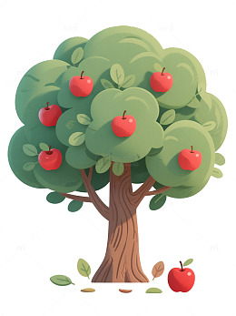 卡通苹果树插画设计素材