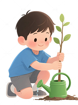 卡通植树环保教育插图植树节