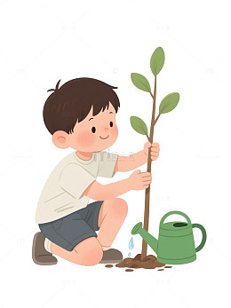 卡通植树环保插画植树节
