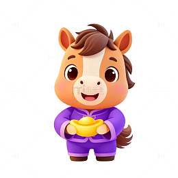 可爱卡通马儿吉祥物设计免扣素材