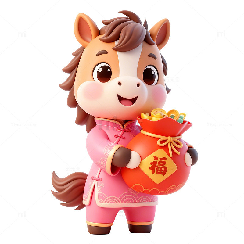 可爱卡通马年祝福ip形象免扣元素