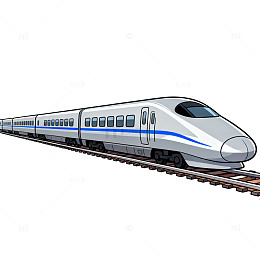 和谐号高铁动车手绘插画
