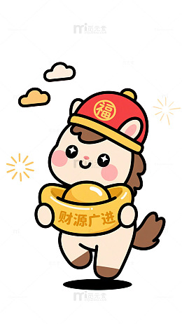 卡通马年财源广进图