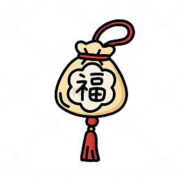 卡通福字挂饰插画素材