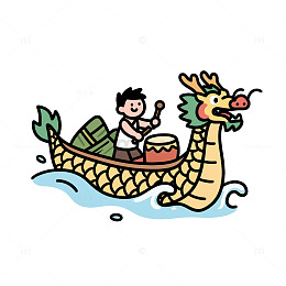 卡通龙舟赛插画素材