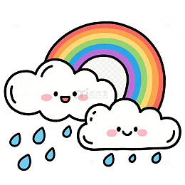 彩虹云朵雨滴卡通插画