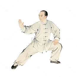 晨练太极人免抠元素