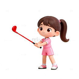 打高尔夫球的可爱小女孩