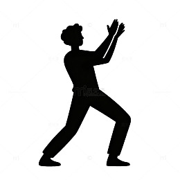 捧手欢快舞蹈的人物剪影