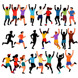 各种欢快舞蹈的人物剪影