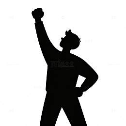 胜利欢快舞蹈的人物剪影