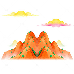 橘色梦幻彩色山峰云雾景观