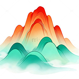七彩梦幻彩色山峰云雾景观