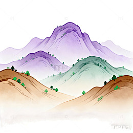 五彩梦幻彩色山峰云雾景观