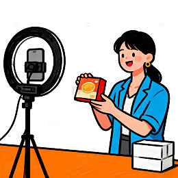 女性主播直播带货场景卖食品