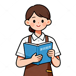 女孩手持书本专注阅读家政服务