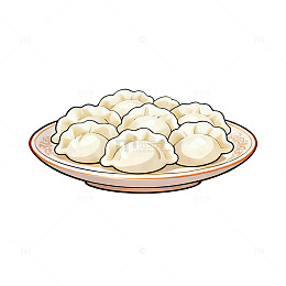 卡通饺子美食插画素材