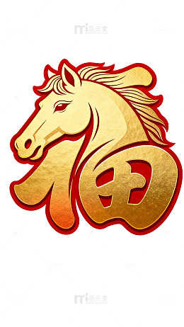 金马迎春福字图案