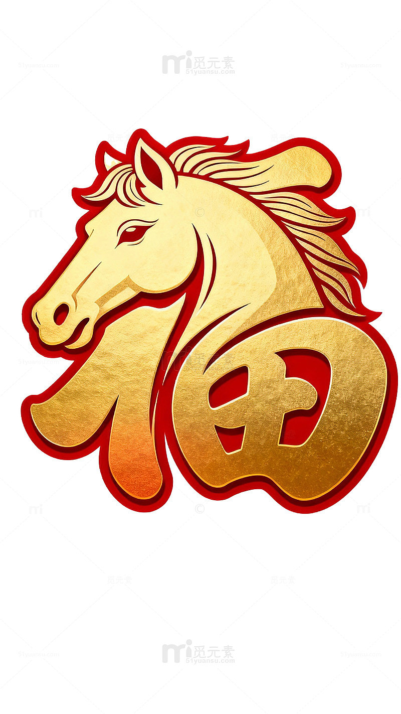 金马迎春福字图案