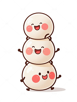 卡通汤圆笑脸叠罗汉