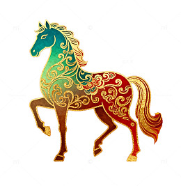 彩绘骏马艺术插画