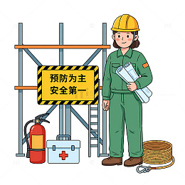工地安全宣传卡通插画