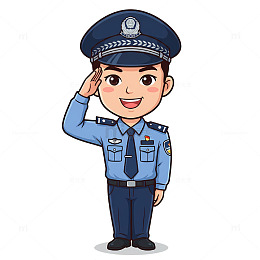 卡通警察敬礼矢量图