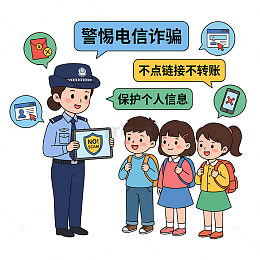 卡通警察防诈骗宣传图