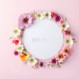 鲜花圆形装饰图案