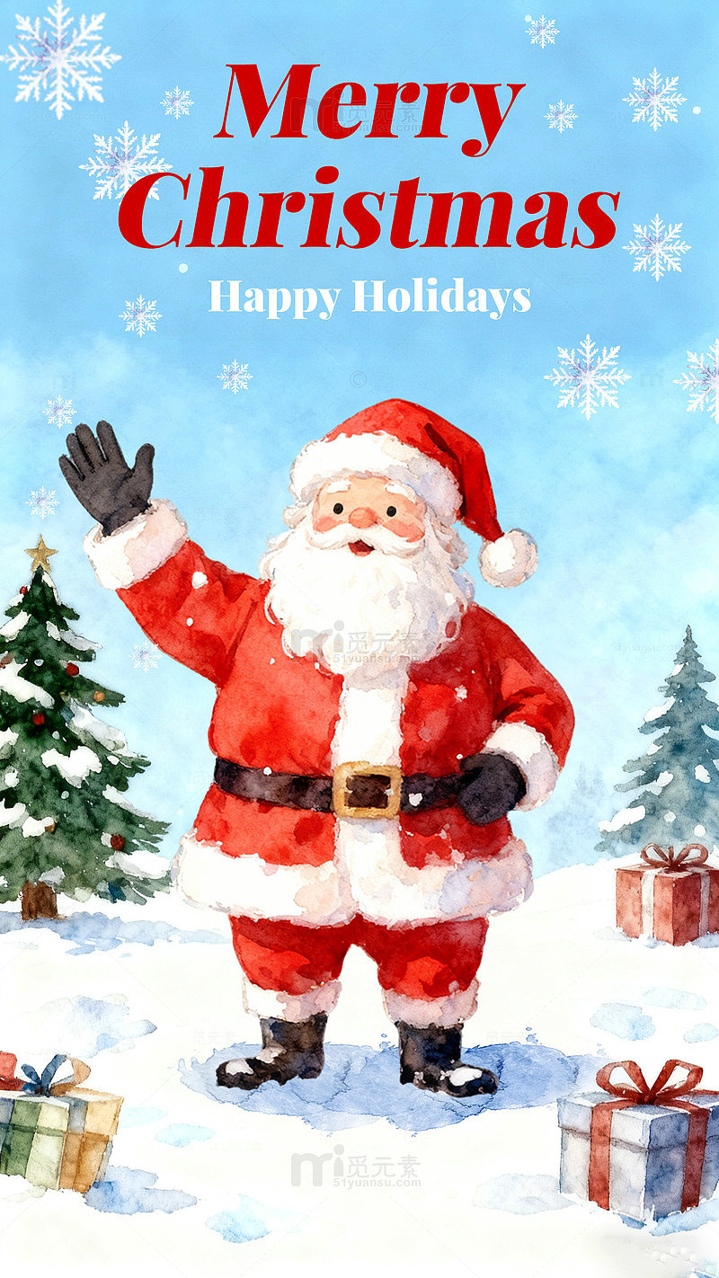 圣诞老人贺卡祝福设计