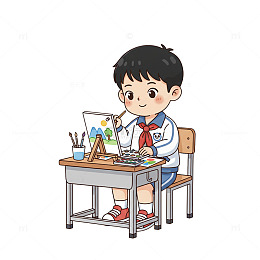 校园风儿童绘画学习场景