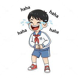 卡通男孩笑哭表情包插画素材