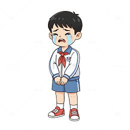 卡通小学生哭泣校服插图