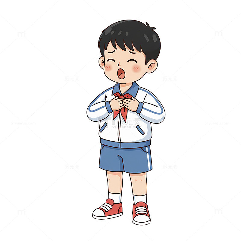 卡通男孩敬礼插图