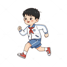 卡通小学生奔跑动画形象设计素材