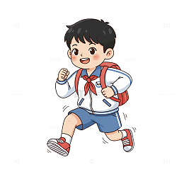 卡通小学生上学插画